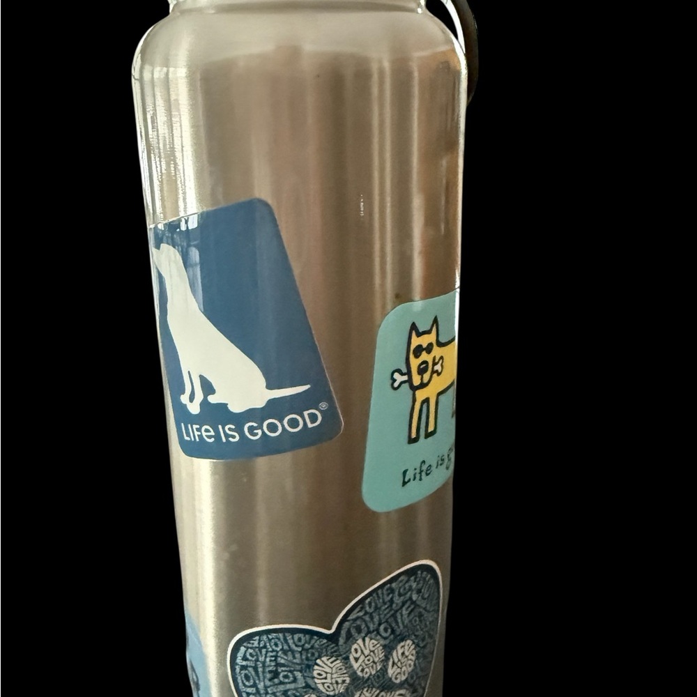 Life Is Good Stainless Steel Bottle with Dog stickers - Picture 2 of 9